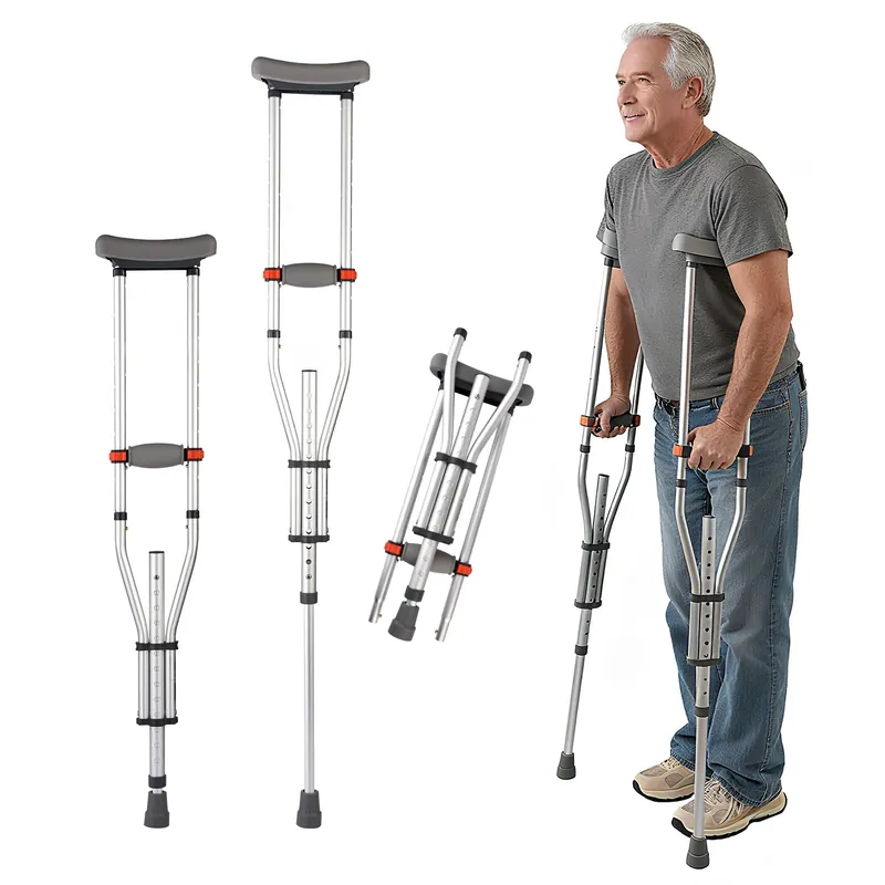 Muyege.Duan Aluminum Underarm Crutches for Adults & Seniors, Adjustable Height 38.2-61.8 in (16 Levels), Lightweight 2.0 lb Each, 300 lb per Pair, Non-Slip Tips, Tool-Free Setup, Push-Pin Locking