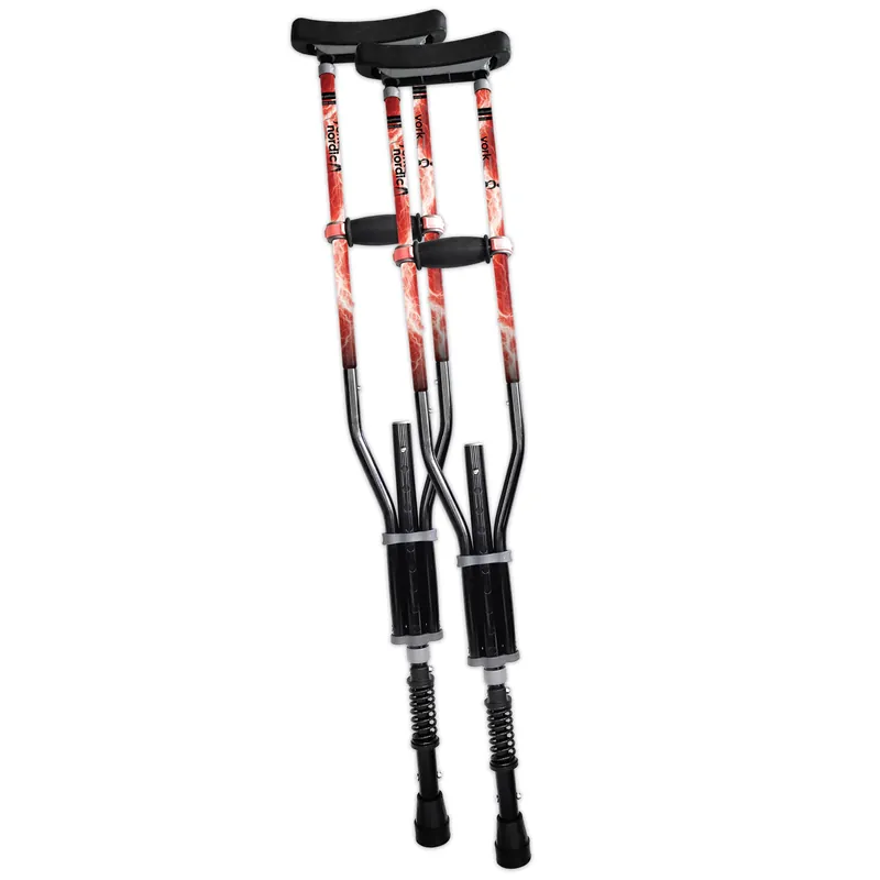 York Nordic - Spring Cushion Crutches Perfect for Sports Injuries and Travel - Heights 4‘7" to 6‘6" - Adjust Down to 22" for Travel