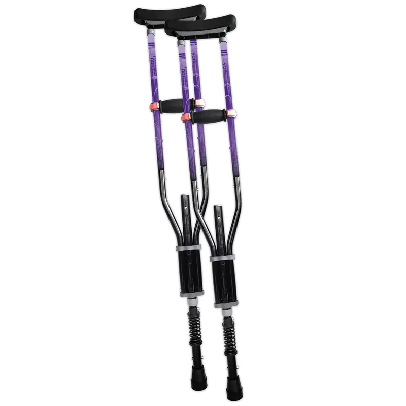 York Nordic - Spring Cushion Crutches Perfect for Sports Injuries and Travel - Heights 4‘7" to 6‘6" - Adjust Down to 22" for Travel
