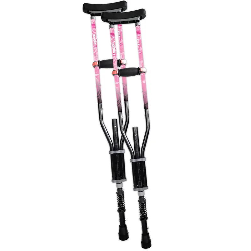 York Nordic - Spring Cushion Crutches Perfect for Sports Injuries and Travel - Heights 4‘7" to 6‘6" - Adjust Down to 22" for Travel