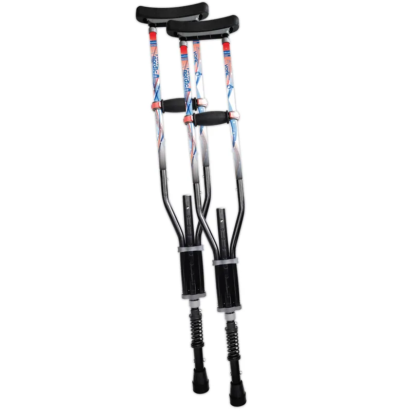 York Nordic - Spring Cushion Crutches Perfect for Sports Injuries and Travel - Heights 4‘7" to 6‘6" - Adjust Down to 22" for Travel