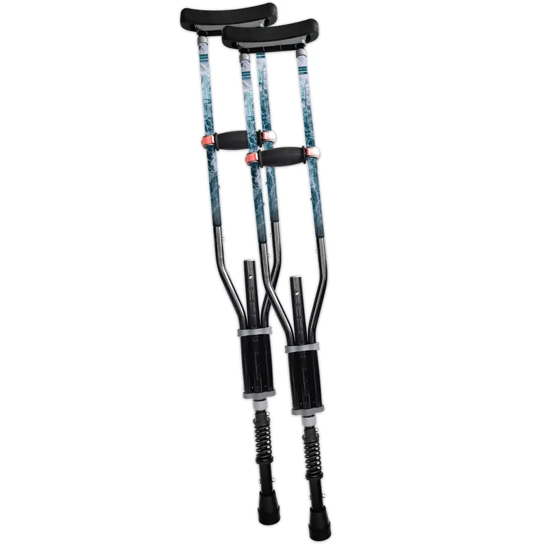 York Nordic - Spring Cushion Crutches Perfect for Sports Injuries and Travel - Heights 4‘7" to 6‘6" - Adjust Down to 22" for Travel