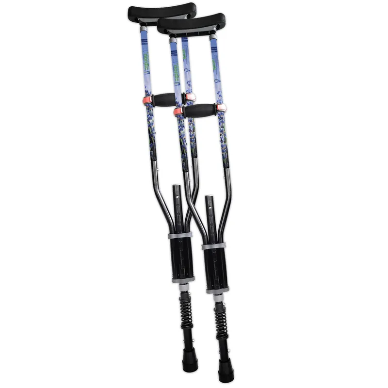 York Nordic - Spring Cushion Crutches Perfect for Sports Injuries and Travel - Heights 4‘7" to 6‘6" - Adjust Down to 22" for Travel