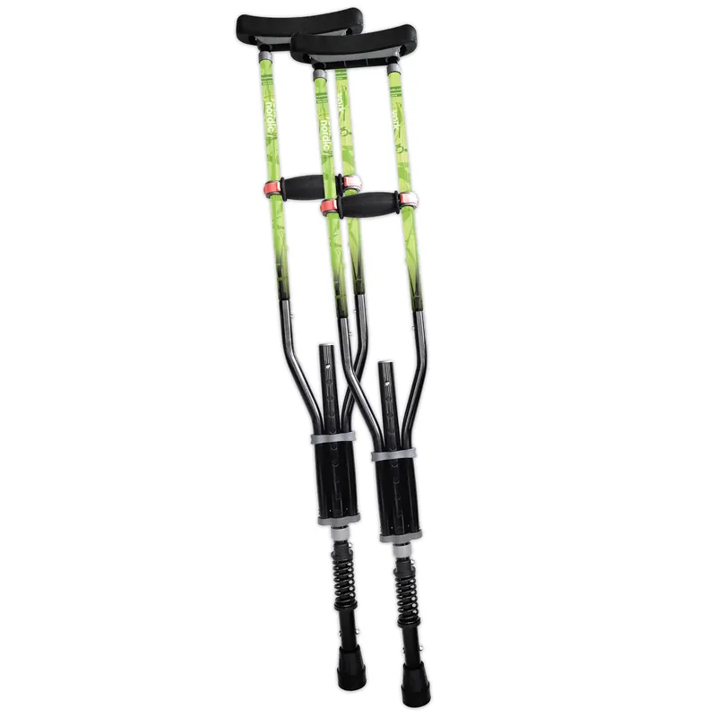York Nordic - Spring Cushion Crutches Perfect for Sports Injuries and Travel - Heights 4‘7" to 6‘6" - Adjust Down to 22" for Travel