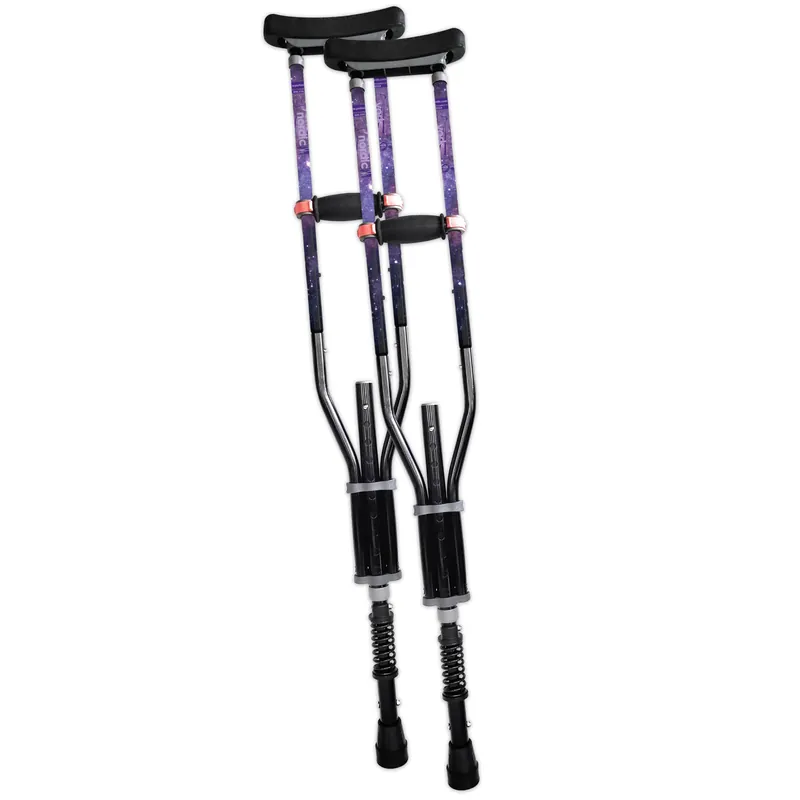 York Nordic - Spring Cushion Crutches Perfect for Sports Injuries and Travel - Heights 4‘7" to 6‘6" - Adjust Down to 22" for Travel