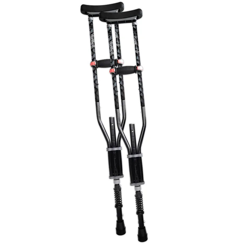 York Nordic - Spring Cushion Crutches Perfect for Sports Injuries and Travel - Heights 4‘7" to 6‘6" - Adjust Down to 22" for Travel