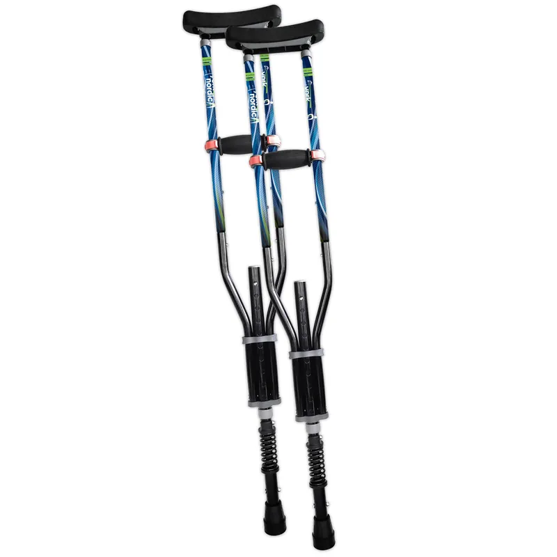 York Nordic - Spring Cushion Crutches Perfect for Sports Injuries and Travel - Heights 4‘7" to 6‘6" - Adjust Down to 22" for Travel