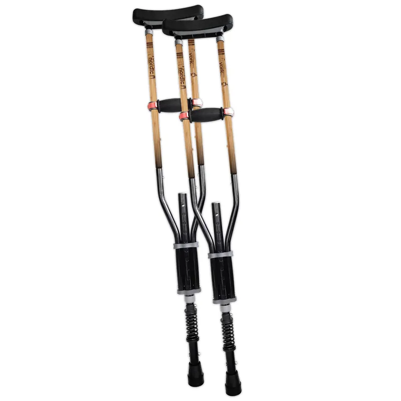 York Nordic - Spring Cushion Crutches Perfect for Sports Injuries and Travel - Heights 4‘7" to 6‘6" - Adjust Down to 22" for Travel