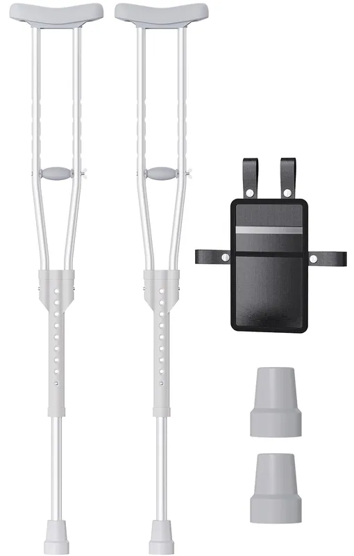 Aluminum Crutches for Kids & Adults, Lightweight Adjustable Crutches for Walking with Comfortable Underarm Pad and Hand Grip & Crutch Bag, 300 LB Weight Capacity, Fitting 4‘5"-5‘10", 1 Pair