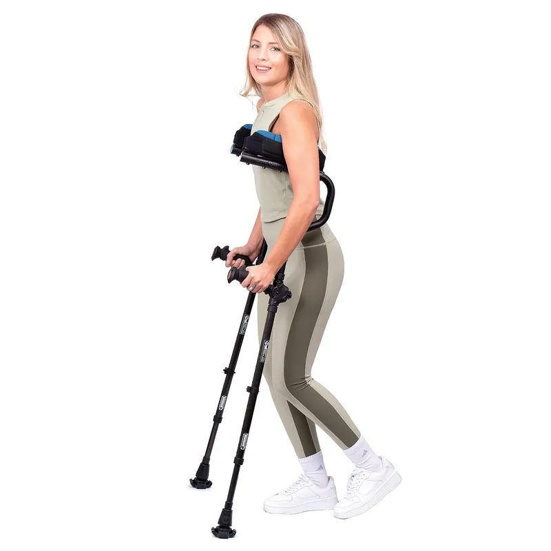 Ergobaum Dual Underarm Crutches for Adults (1 Pair-2 Units) NSN Military Certified, Triple Shock Absorption, Foldable, Adjustable 5‘–6‘6", Supports Up To 380 lbs Ergonomic Padded Arm Support (Black)