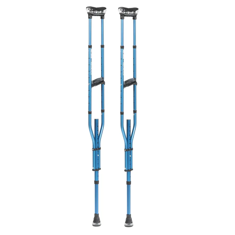 MD by Drive Air-Crutch Lightweight Walking Crutch, Adult Crutches for Walking with Comfortable Underarm Pads and Ergonomic Grips, Adjustable Height 4‘7"-6‘7", 300 lb Capacity, Blue
