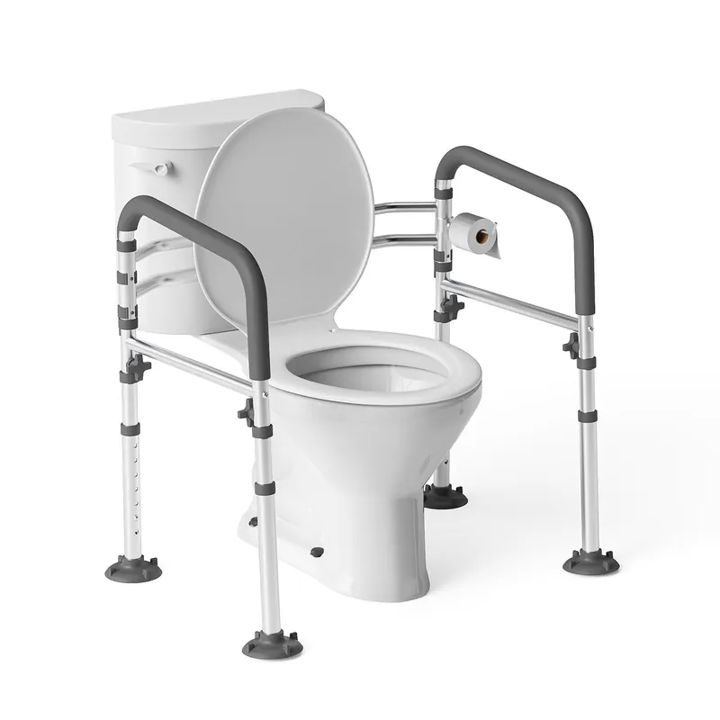Loyoda Toilet Safety Rails,Height-Adjustable Toilet Frame Width-Adjustable Toilet Handles Foldable Toilet Rail Provides Support for Seniors , Pregnant ,Disabled (Gray)