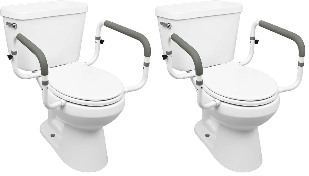 Carex Toilet Safety Frame - Toilet‘s Safety Rails with Adjustable Width - Toilet Rails for Elderly, Handicap, Home Health Care Equipment After Surgery, Supports 300lbs (Pack of 2)