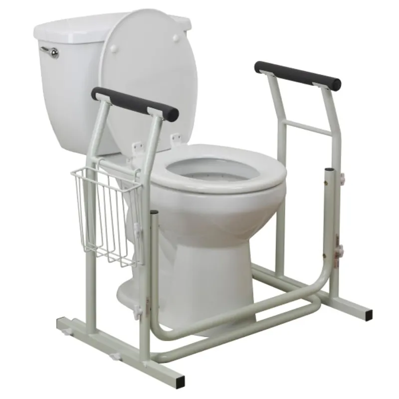 Drive Medical RTL12079 Toilet Safety Frame, Bathroom Grab Bar for Toilets, Freestanding Toilet Rail for Stability, For Users Up to 300 Pounds, White