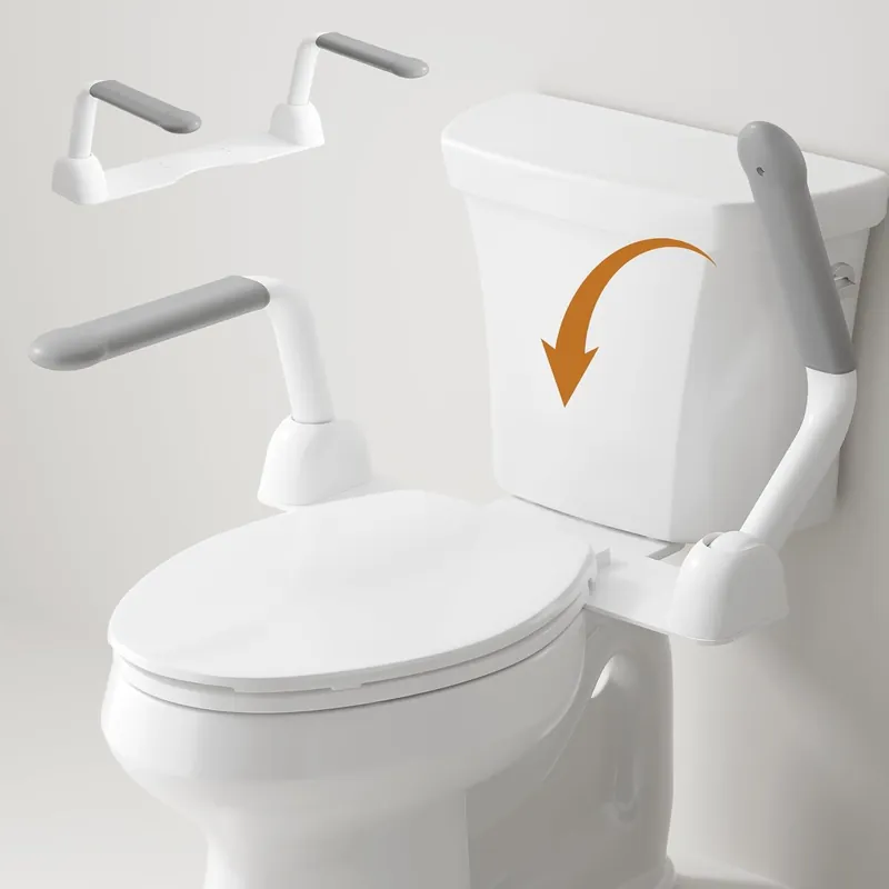 Toilet Safety Rails for Seniors, Super Heavy Duty Handicap Toilet Rails with Foldable Handles, Toilet Safety Frame Rails with Arms for Disabled Pregnant, Toilet Assistance for Elderly