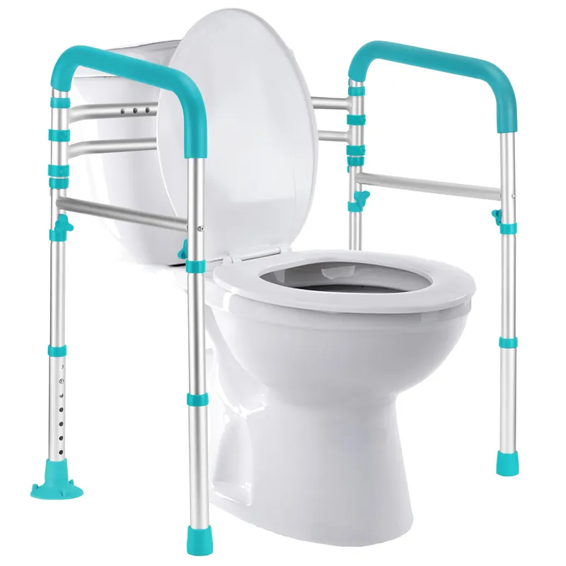 Lianjindun Toilet Safety Rails, Adjustable Toilet Frame for Elderly, Seniors, Handicap & Disabled, Foldable Handicap Toilet Handles Fit Any Toilets(Peacock Blue)