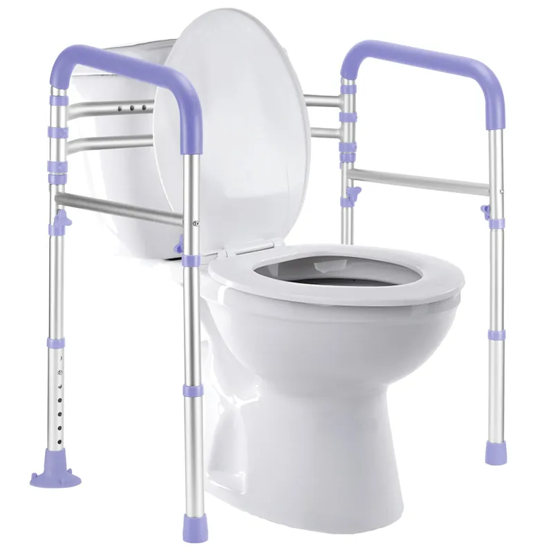 Lianjindun Toilet Safety Rails, Adjustable Toilet Frame for Elderly, Seniors, Handicap & Disabled, Foldable Handicap Toilet Handles Fit Any Toilets(Purple)