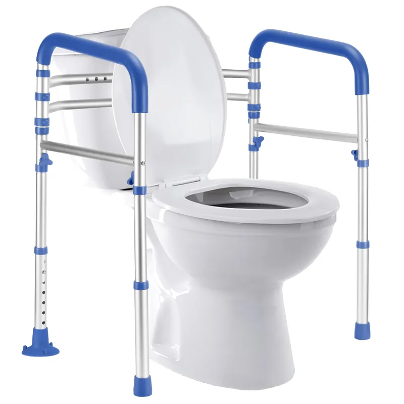 Lianjindun Toilet Safety Rails, Adjustable Toilet Frame for Elderly, Seniors, Handicap & Disabled, Foldable Handicap Toilet Handles Fit Any Toilets(Dark Blue)