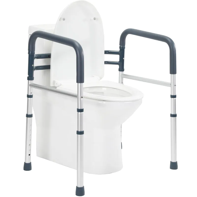 Lianjindun Toilet Safety Rails, Adjustable Toilet Frame for Elderly, Seniors, Handicap & Disabled, Foldable Handicap Toilet Handles Fit Any Toilets (Blue)