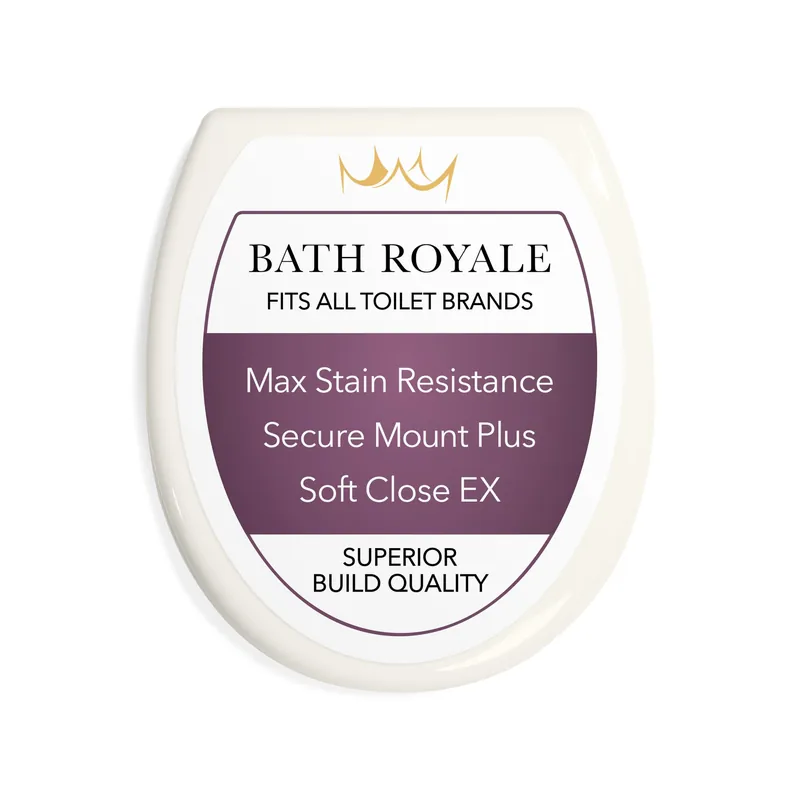 Bath Royale Round Toilet Seat Replacement with Cover BR500-01 Slow Close, Heavy Duty Sturdy, Stain-Resistant, No Jiggle and Easy to Clean, Fits All Toilet Brands, Executive Series - Biscuit/Linen,