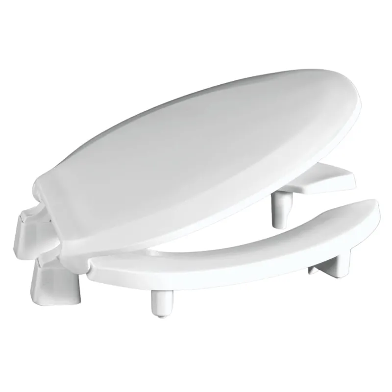 Centoco 3 inch Raised Toilet Seat for Seniors, Elongated, Open Front with Cover, Plastic, Made in the USA, 3L820STS-001, White