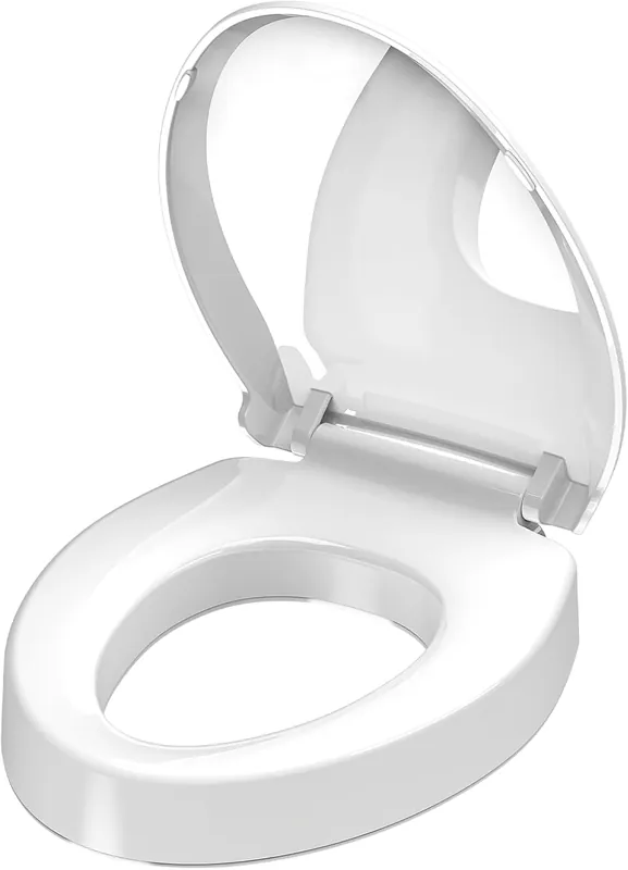 Aünsffer Raised 2.91‘‘ Toilet Seat Elongated, Toilet Seat Riser for Elderly, Soft Close & Quick Release, Oblong 18.5inch Compatible Size, PP Material, 2 Years Support