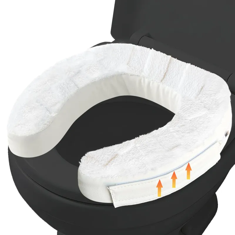 XYRONICA Toilet Seat Riser Cushion, 2 Inch Soft Padded Toilet Seat Cushion for Seniors, Plush Top with Easy-Clean Leather Cover, Adds Comfort and Height for Low Toilets, Mobility Support