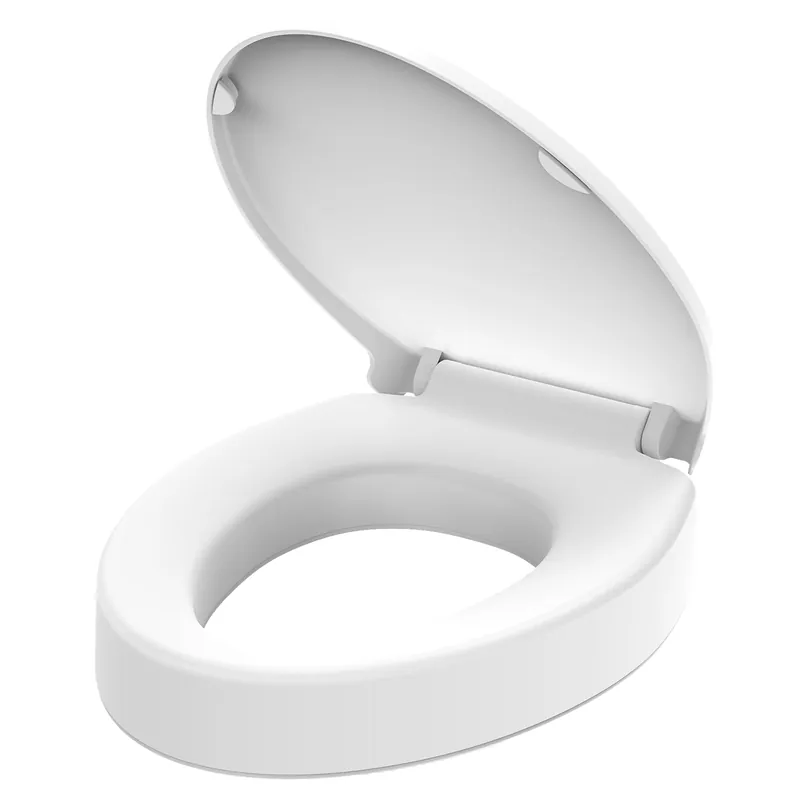 Huttdmel Raised Elongated Toilet Seat 18.5‘‘ for Seniors – Soft Close, Quick Release & Connect, Sturdy PP Material, Won’t Loosen, Ideal for Elderly & Limited Mobility, White