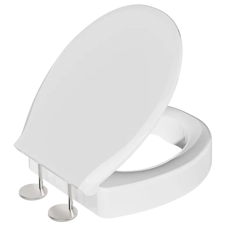 SAMODRA Raised Toilet Seat Riser Round, White, 3 Inch High Elevated Toilet Seat for Seniors, Soft Close, Easy Install & Clean (Round)
