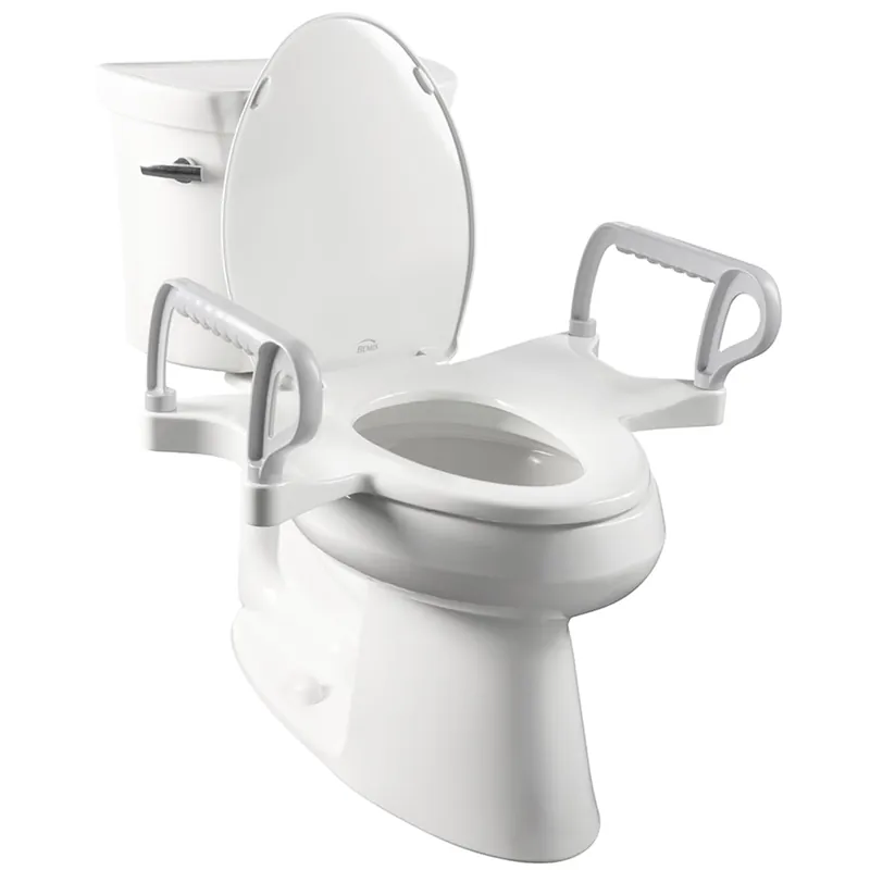 Bemis Assist Toilet Seat with Built-in Support Handles, Hinges Never Loosen, Fits Round and Elongated