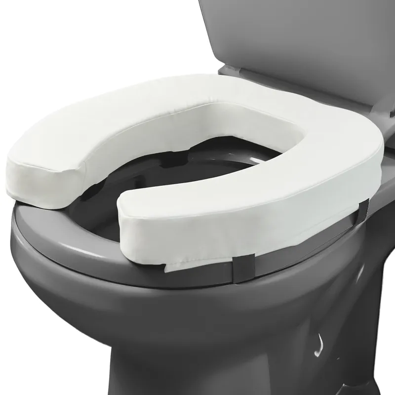 Lunderg Padded Toilet Seat Riser for Seniors - Adds 2 inches. Universal Fit - FIRM Raised Toilet Seat Cushion with High-Density Foam for Enhanced Comfort & Elevation. Post-Surgery Must have (White)