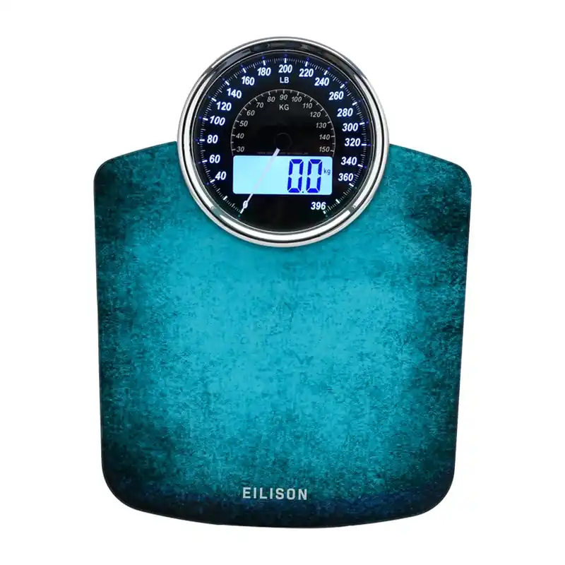 EILISON Highly Advance 2-in-1 Digital & Analog Weighing Scale for Body Weight-400lbs, 4 High Precison GX Sensor Accurate, Thick Tempered Glass, Extra Large Display (Blue)