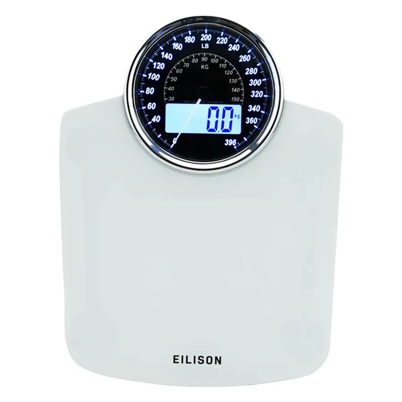 EILISON Highly Advance 2-in-1 Digital & Analog Weighing Scale for Body Weight-400lbs, 4 High Precison GX Sensor Accurate, Thick Tempered Glass, Extra Large Display (White)
