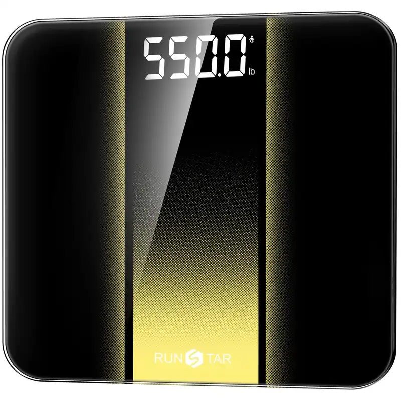 RunStar 14-Inch Scale for Body Weight 550lbs, Extra Wide Platform Digital Bathroom Scale Highly Accurate, Large LED Display, Baby/Pet Mode, 8mm Tempered Glass for Heavy People