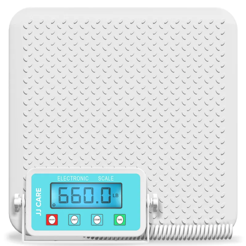 JJ CARE Medical Scale (660 lbs) - Professional Grade Body Weight Scale. Easy-to-Read LCD Display Heavy-Duty Wrestling Scale for Home, Gym, Hospital, Physicians and Clinical Use