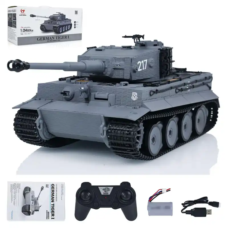 TOUCAN RC HOBBY 1/24 RC Battle Tank Tiger I Remote Control Military Tanks Infrared Combat Adult Toys for Adult Mini RC Tiger I