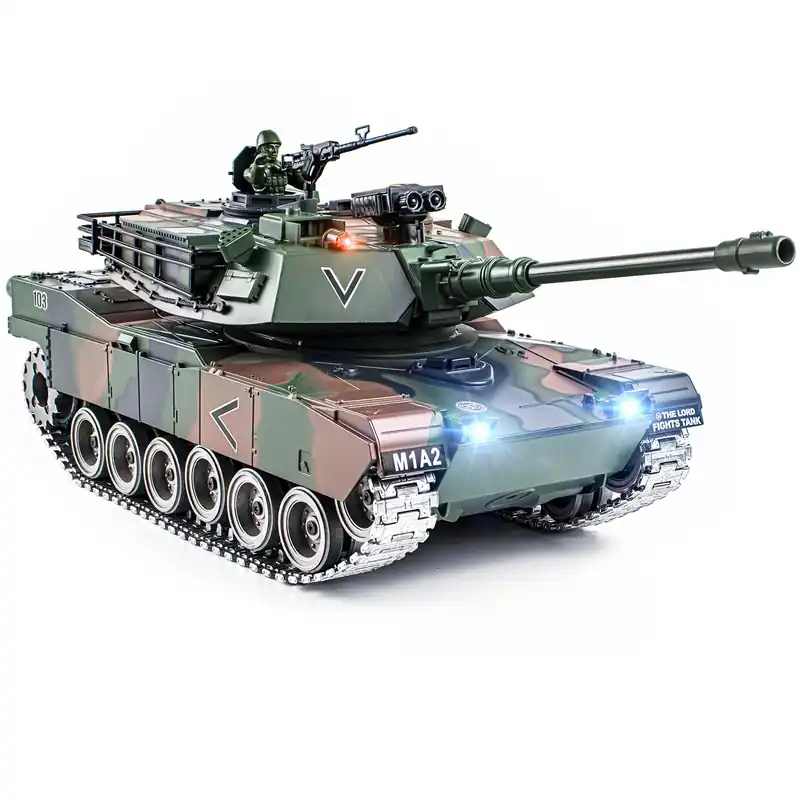 Supdex 1 18 RC Tank, 2.4G US M1A2 Metal Alloy Metal US M26 Remote Control Tank That Shoot BBS Model Toys, Army Toy with Smoke, Lights, Sound and Recoil,Military RC Vehicle for Adults and Kids Age 6+