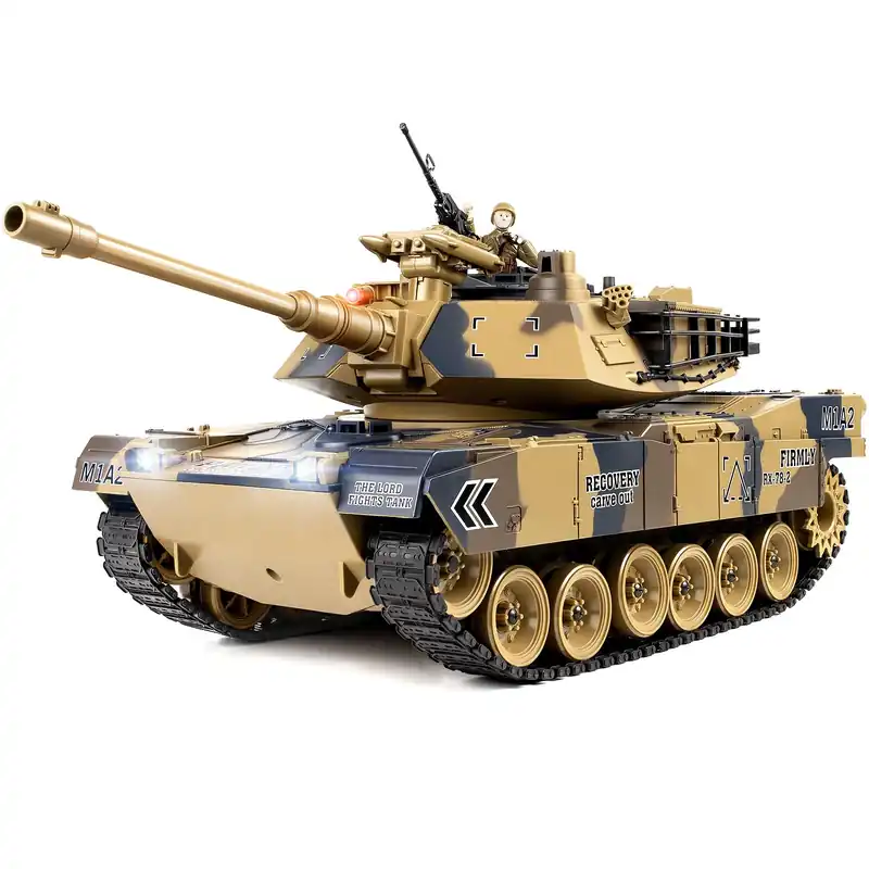 DBshoot 1/18 US M1A2 Army Tank, 2.4GHz Remote Control Model Toys, Smoke & Sound & LED Lights & Recoil Effects. RC Tank Perfect Collectible,6+ Gift Kids and Adults