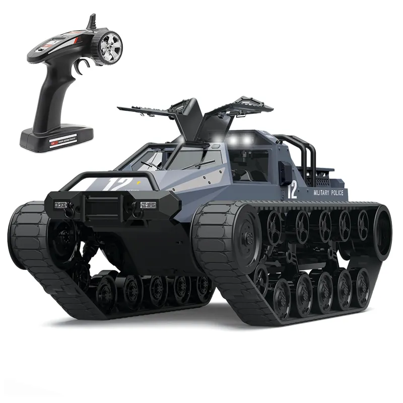 Mostop Remote Control Crawler High Speed Tank Off-Road 4WD RC Car 2.4 Ghz RC Army Truck 1/12 Drift Tank RC Tank for Kids Adults