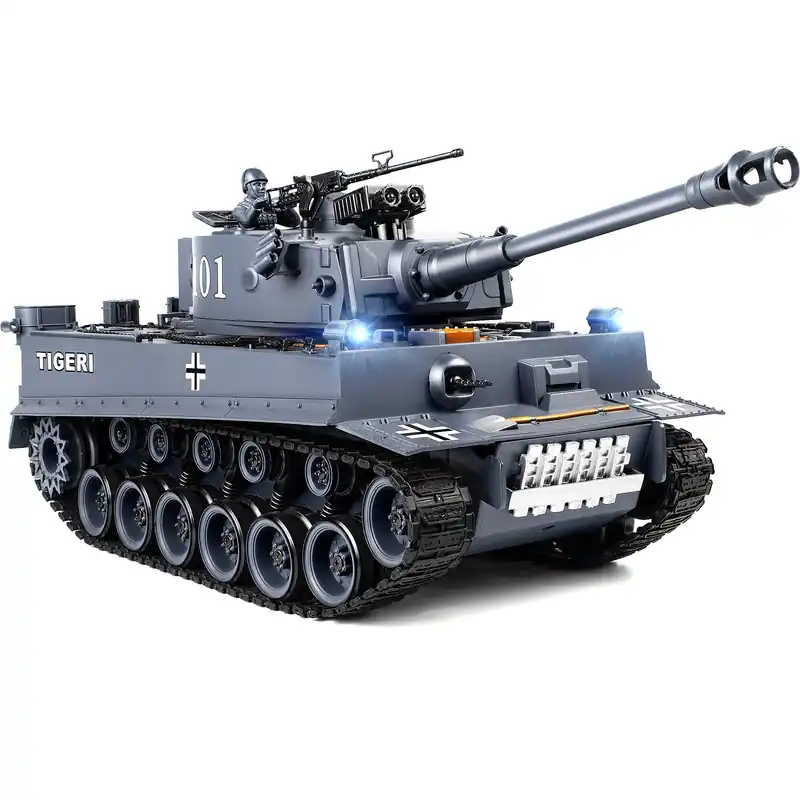 Supdex 1 18 RC Tank That Shoot BBS, 2.4G WW2 German Tiger I Remote Control Tank Model Toys, Army Toy with Smoke, Lights, Sound and Recoil,Military RC Vehicle for Adults and Kids 6+ Year Old