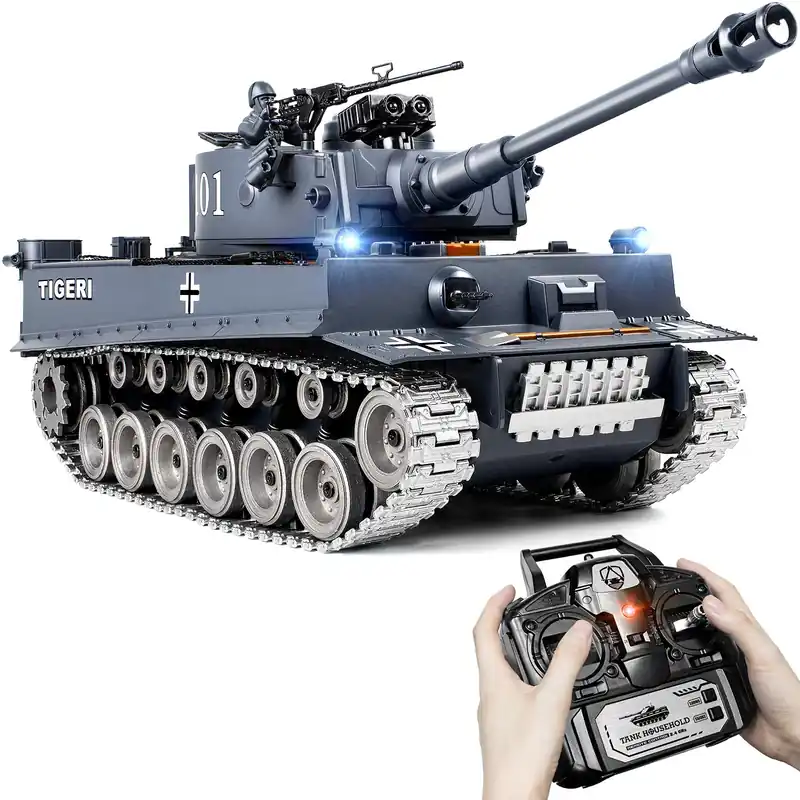Supdex RC Tank, 1 18 Alloy Metal German Tiger I Remote Control Army Model Toys, 2.4Ghz RC Vehicle with Smoke, Sound and Lights, Military Tank for Adults and Kids