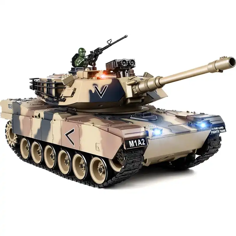Supdex 1 18 RC Tank that Shoot BBS, 2.4G US M1A2 Remote Control Tank Model Truck Toys, Army Toy with Smoke, Lights, Sound and Recoil, Military RC Vehicle for Adults and Kids 6+ Years Old