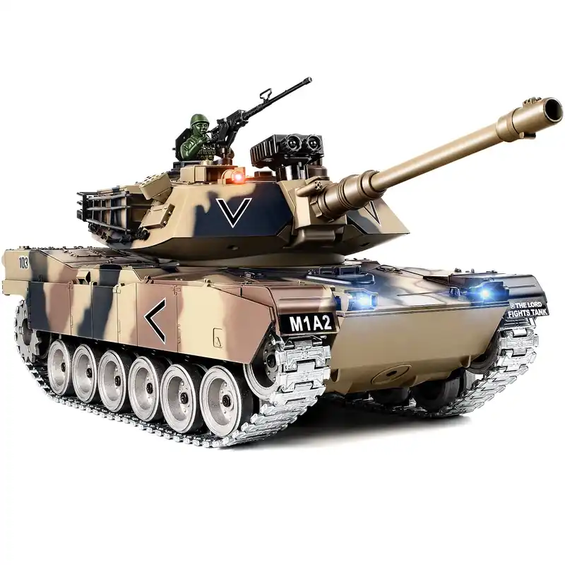 Supdex 1 18 RC Tank, 2.4G US Metal M1A2 Remote Control Tank That Shoot BBS Model Toys, Army Toy with Smoke, Lights, Sound and Recoil,Military RC Vehicle for Adults and Kids 6+ Year Old