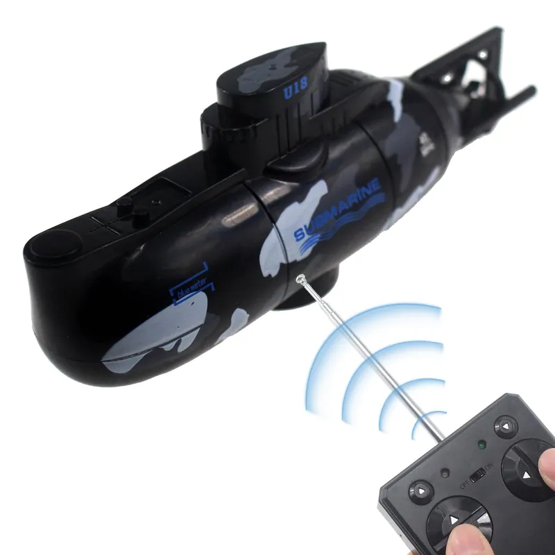 Tipmant Mini RC Submarine Remote Control Boat Ship Military Model Electric Water Toy Waterproof Diving Kids Gift Black