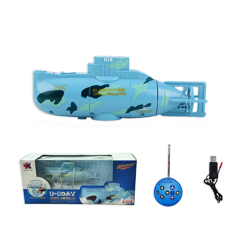 Tsiodot Mini RC Submarine Waterproof Remote Control Boat Underwater Diving Fish Tank Toy for Kids Birthday Gift（Blue）