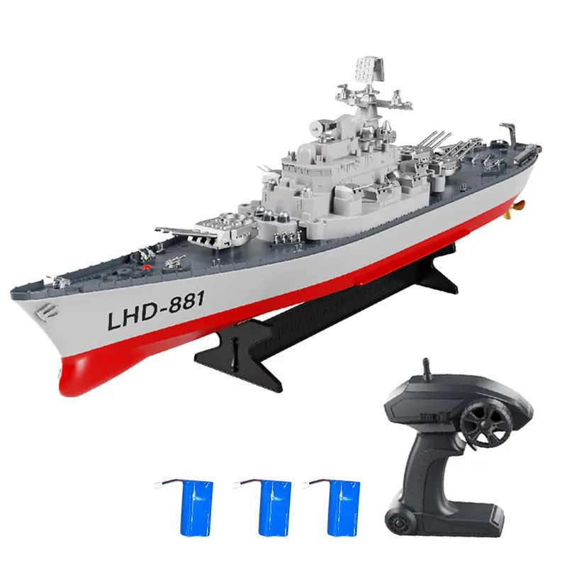 GoolRC Remote Control Warship RC Military Battleship, 1 390 Scale Remote Control Boat for Lakes and Rivers, 2.4GHz RC Armed Cruiser Boat Model with Low Battery Alarm and 3 Batteries for Adults