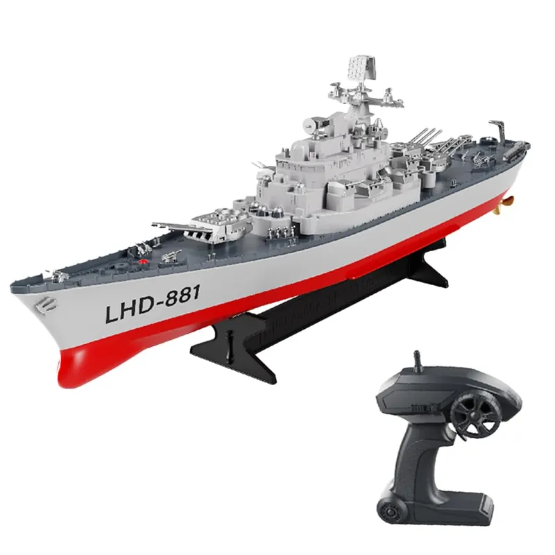 GoolRC Remote Control Warship RC Military Battleship, 1 390 Scale Remote Control Boat for Lakes and Rivers, 2.4GHz RC Armed Cruiser Boat Model with Low Battery Alarm for Adults