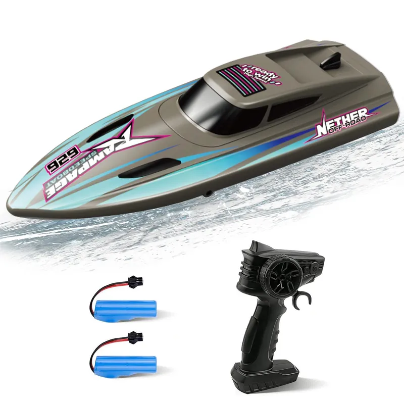 SVERTIBO Fast RC Boat for Adults, 20KM/H High Speed Remote Control Racing Boats, Self-Righting, 2 Batteries, 20+ Mins, 2.4GHz Pool & Lake Summer Toys Gifts (Brown)