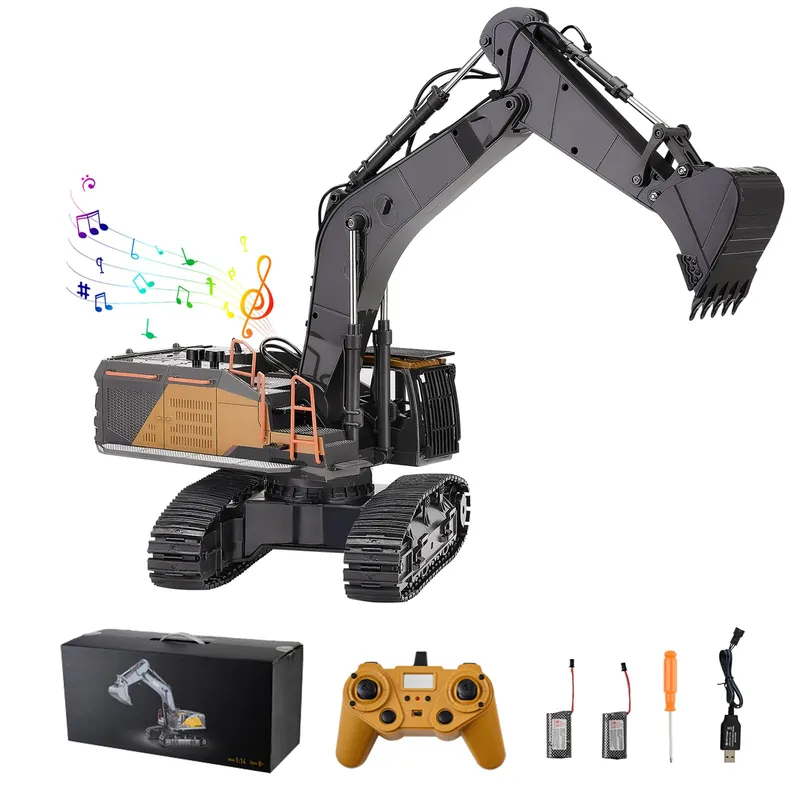 VEVOR Remote Control Excavator Toy, 1 14 Scale Remote Control Digger with Metal Shovel, 22 Channel RC Excavator with Lights & Sounds, Full Functional Construction Vehicles for Kids, Birthday Present