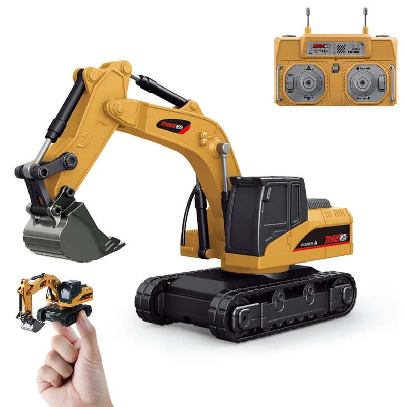 BRRRRT 1/64 Full Proportion Remote Control Excavator,Remote Control Construction Vehicles with Metal Shovel,Type-C Direct Charging RC Excavator,Birthday Gifts for Boys and Girls Age 3+